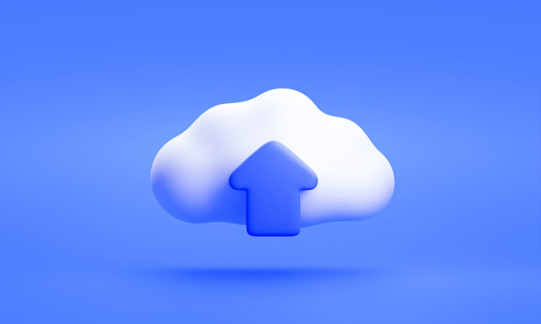 White cloud with download icon cloud computing technology sign or symbol 3D rendering